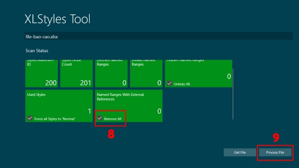 Chọn Remove All → Process File