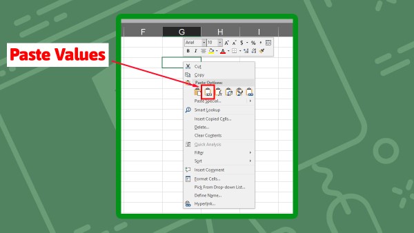 Dùng Paste Values để lấy dữ liệu