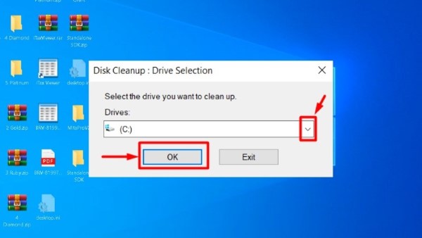 Chọn ổ đĩa cần làm sạch > nhấn OK
