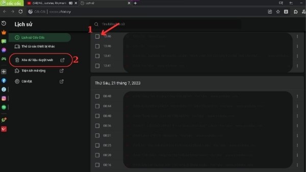 Nhấn chọn xóa dữ liệu theo ngày, tuần, tháng hoặc toàn bộ