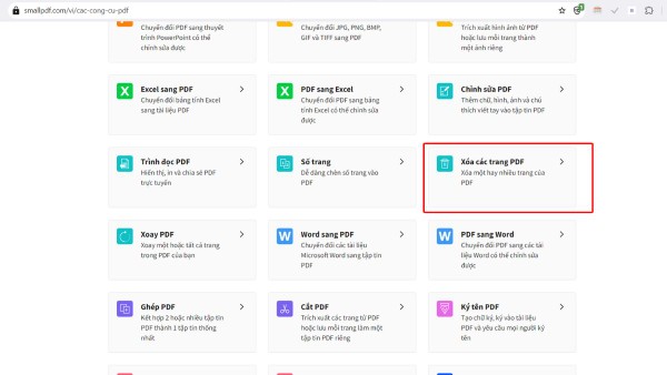 Chọn Xóa các trang PDF