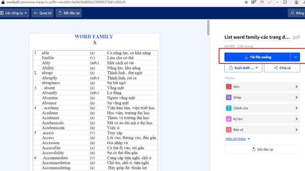 Chọn Tải file xuống