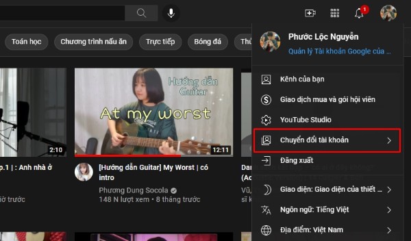 Mỗi kênh đều được YouTube Studio phân tách thành không gian quản lý riêng biệt