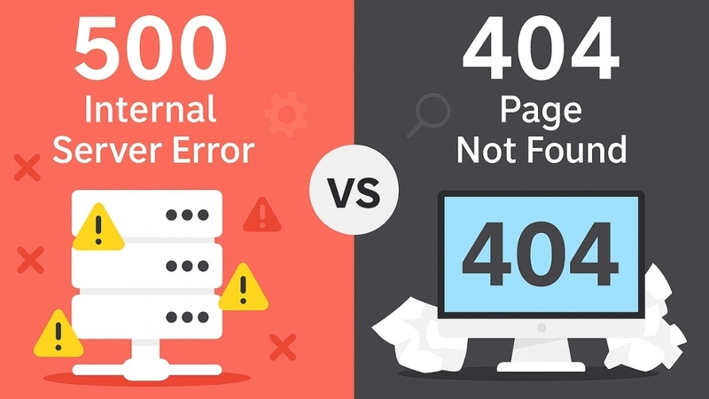 Phân biệt giữa lỗi 404 và lỗi 500 Internal Server Error