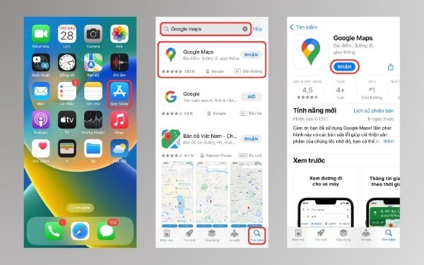 Tìm kiếm và tải Google Maps về cho iPhone