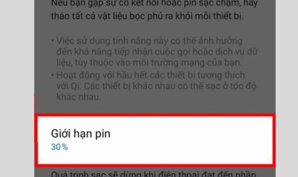 Tùy chỉnh mức pin giới hạn an toàn