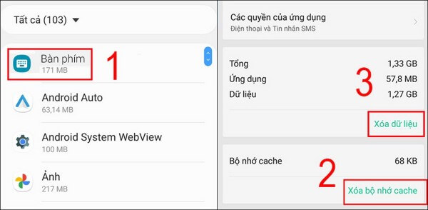 Chọn Xóa dữ liệu