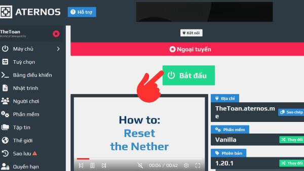 Nhấn “Bắt đầu”