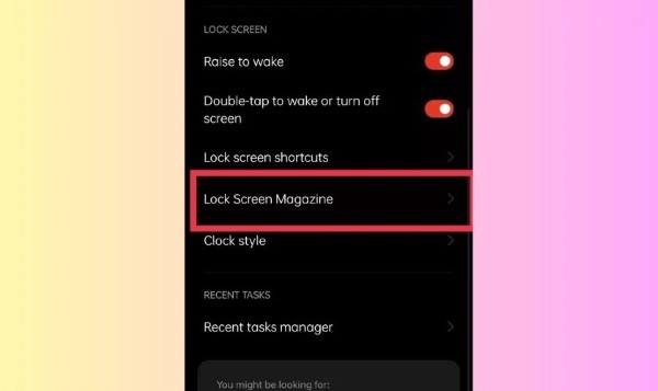 Chọn Lock Screen Magazine