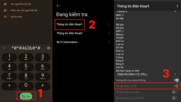 Tắt mục VoLTE Provisioned
