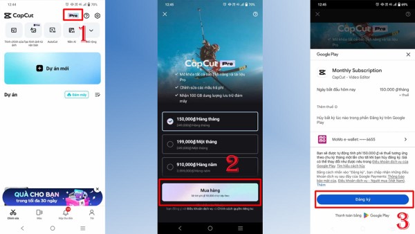 Các bước đăng ký Capcut Pro