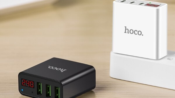 Củ sạc Hoco sử dụng cổng sạc tiêu chuẩn USB-A, USB-C hoặc Lightning
