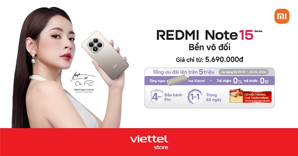 Đặt trước Redmi Note 15 Series giá chỉ từ 5.690.000 đồng, cùng loạt ưu đãi hấp dẫn chỉ có tại Viettel Store