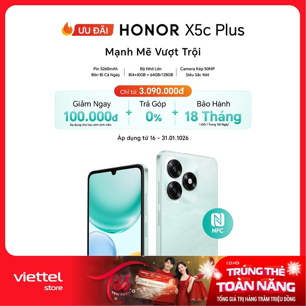 Viettel Store mở bán HONOR X5c Plus - Mạnh mẽ vượt trội giá chỉ từ 3.090.000 đồng