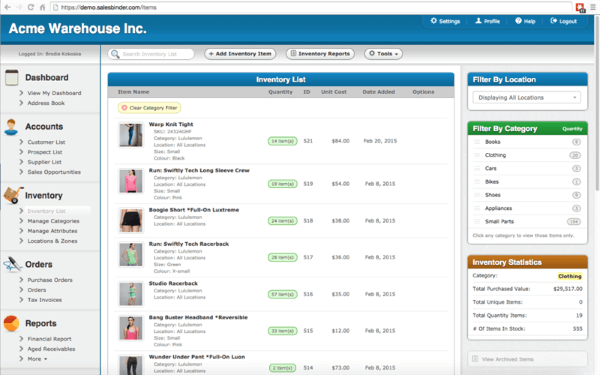 Phần mềm quản lý kho SalesBinder 