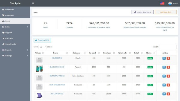 Phần mềm quản lý kho StockPile