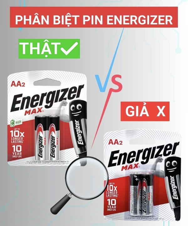 Tổng hợp so sánh pin Energizer thật và pin giả chi tiết