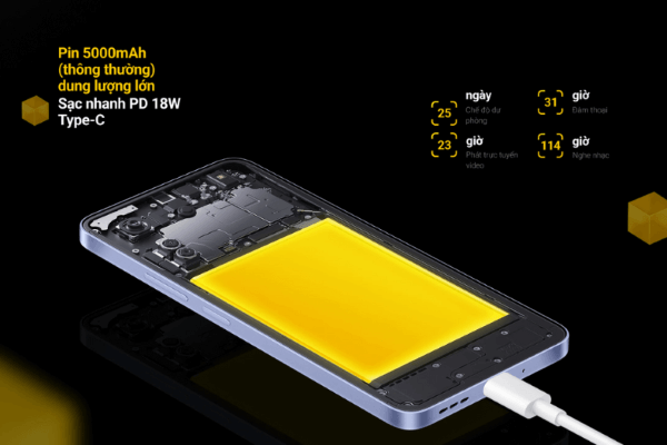 POCO C65 sở hữu viên pin 5.000mAh