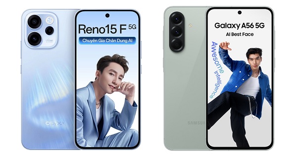 So sánh OPPO Reno15 F 5G và Samsung Galaxy A56 5G
