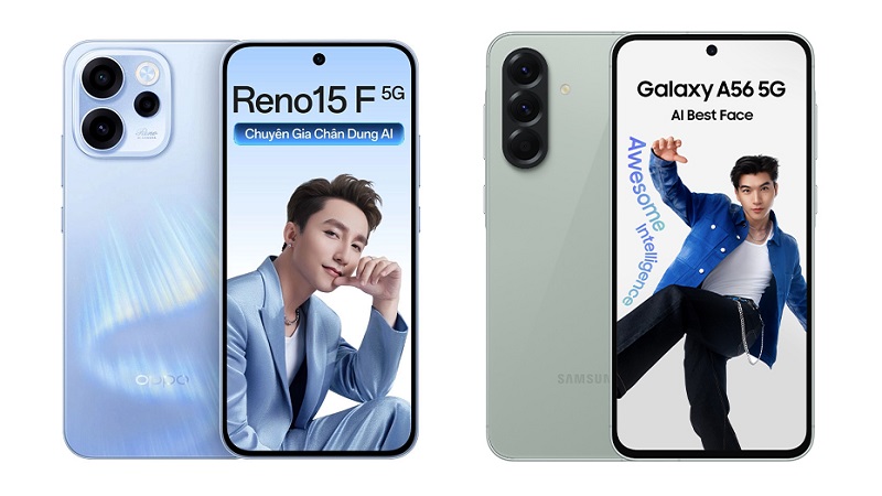 So sánh OPPO Reno15 F 5G và Samsung Galaxy A56 5G