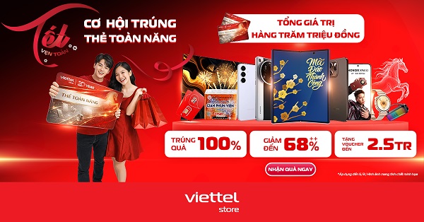 Tết Vẹn Toàn - Ưu đãi lên đến 68% ++, cơ hội trúng thẻ toàn năng tổng trị giá hàng trăm triệu cùng hàng ngàn voucher lên đến 2.5 triệu
