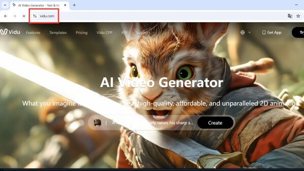 Truy cập website Vidu AI 