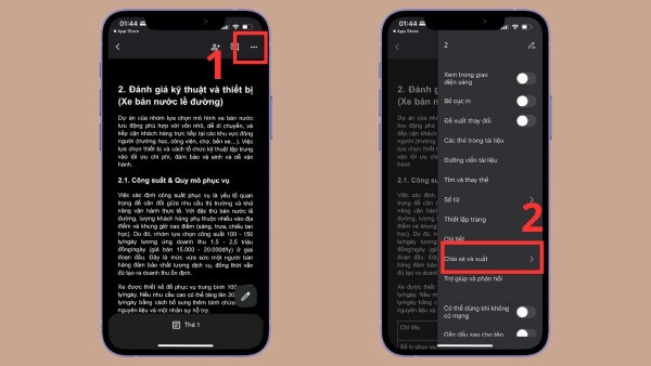 Chọn Chia sẻ và xuất