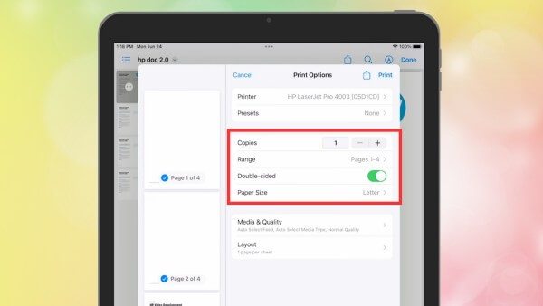Thiết lập các tùy chọn cấu hình in