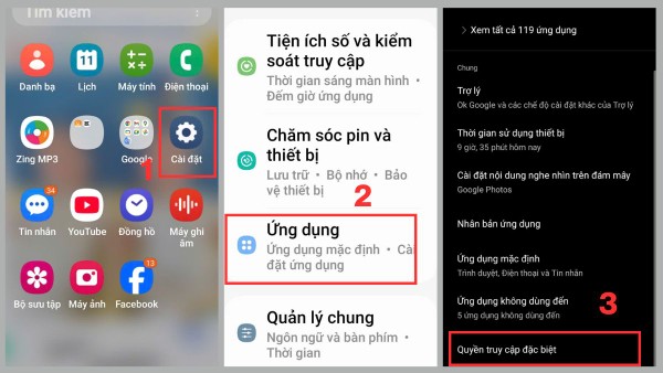 Chọn Ứng dụng > Quyền đặc biệt