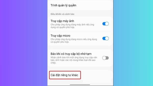Chọn Các tùy chọn quyền riêng tư bổ sung