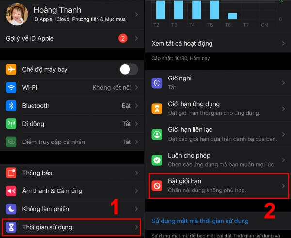 Nhấn Bật giới hạn