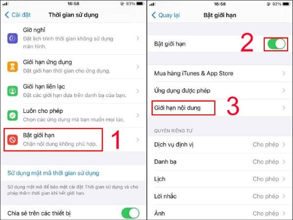 Nhấn Bật giới hạn