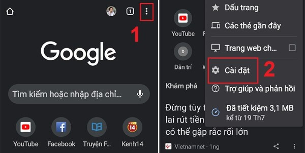 Chọn Cài đặt