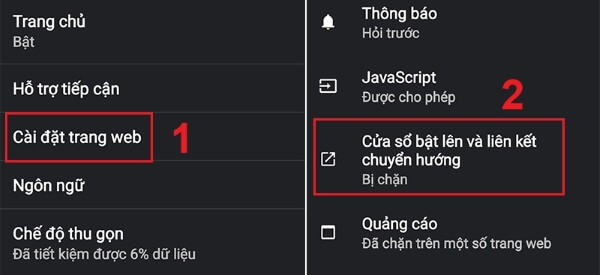 Nhấn Cửa sổ bật lên