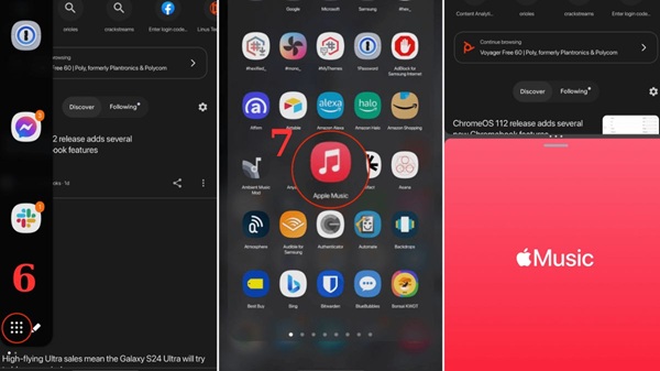 Mở các ứng dụng bằng cách nhấn vào biểu tượng như hình. và nhấn chọn ứng dụng thứ hai 