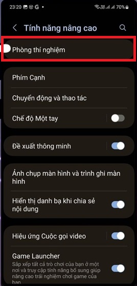 Hãy nhấn vào "Phòng thí nghiệm”