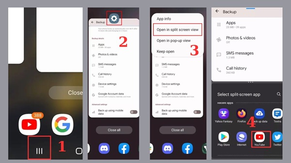 Sử dụng phím đa nhiệm để chia đôi màn hình