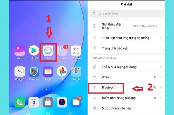 Mở phần Cài đặt trên điện thoại và chọn Bluetooth