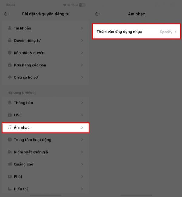 Nhấn Thêm vào ứng dụng nhạc 