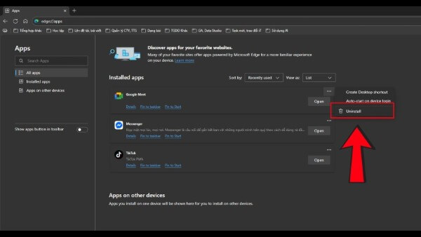 Chọn Gỡ cài đặt (Uninstall)