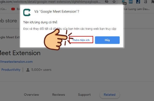Chọn Thêm tiện ích