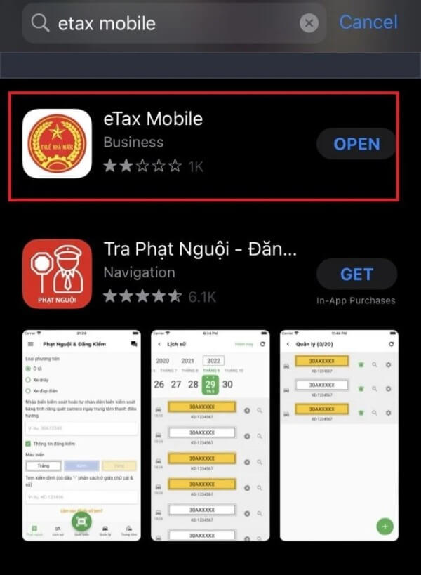 Mở ứng dụng eTax Mobile 