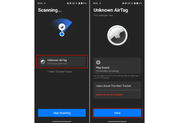 Ứng dụng sẽ hiện “Unknown AirTag” nếu có AirTag lạ