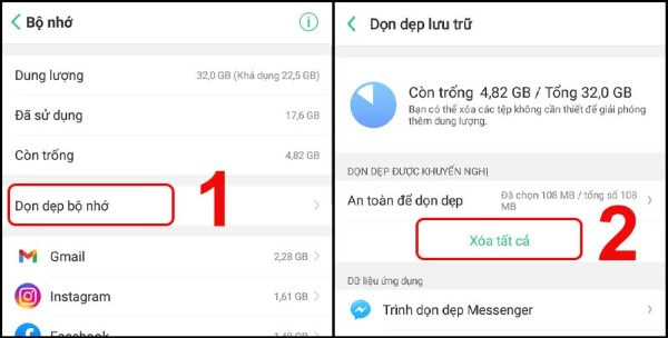 Chọn Xóa tất cả