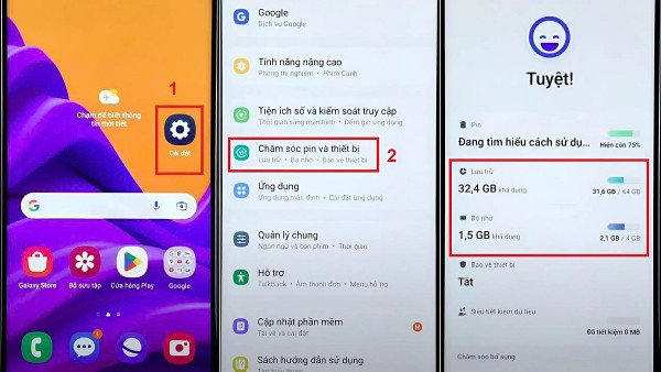 Chọn Chăm sóc pin & thiết bị