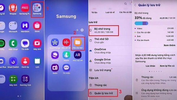 Nhấn Quản lý lưu trữ