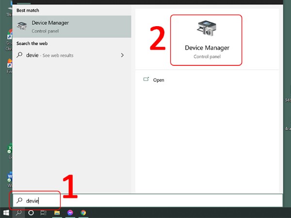 Nhập từ tìm kiếm Device Manager