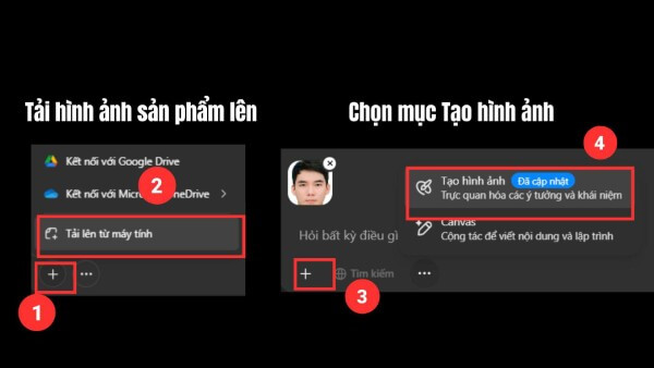 Nhấn biểu tượng dấu cộng (+) và tải ảnh chân dung lên