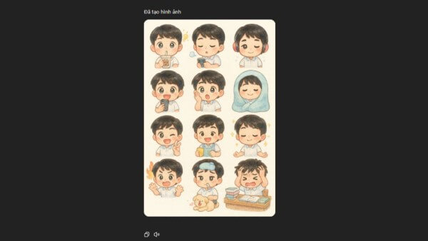 Kết quả sau khi nhập prompt tạo sticker chibi cá nhân