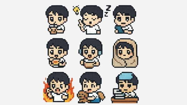 Ảnh chibi theo phong cách pixel retro 8-bit